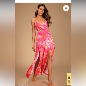 Vibrant Pink Patterned Maxi Dress